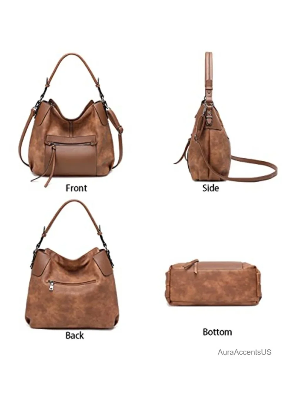 Hobo Bag for Women Vegan Leather Shoulder Crossbody Handbag Purse